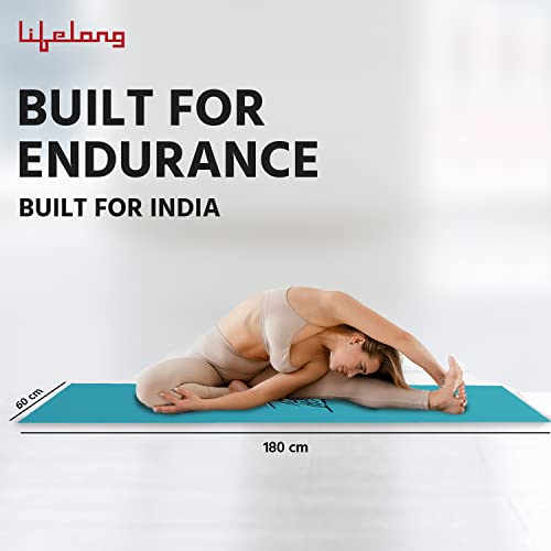 Lifelong LLYM93 Yoga mat for Women & Men EVA Material 4mm Sea Green Anti Slip for Gym Workout - Gymom Wellness Warehouse 