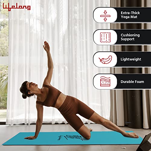 Lifelong LLYM93 Yoga mat for Women & Men EVA Material 4mm Sea Green Anti Slip for Gym Workout - Gymom Wellness Warehouse 