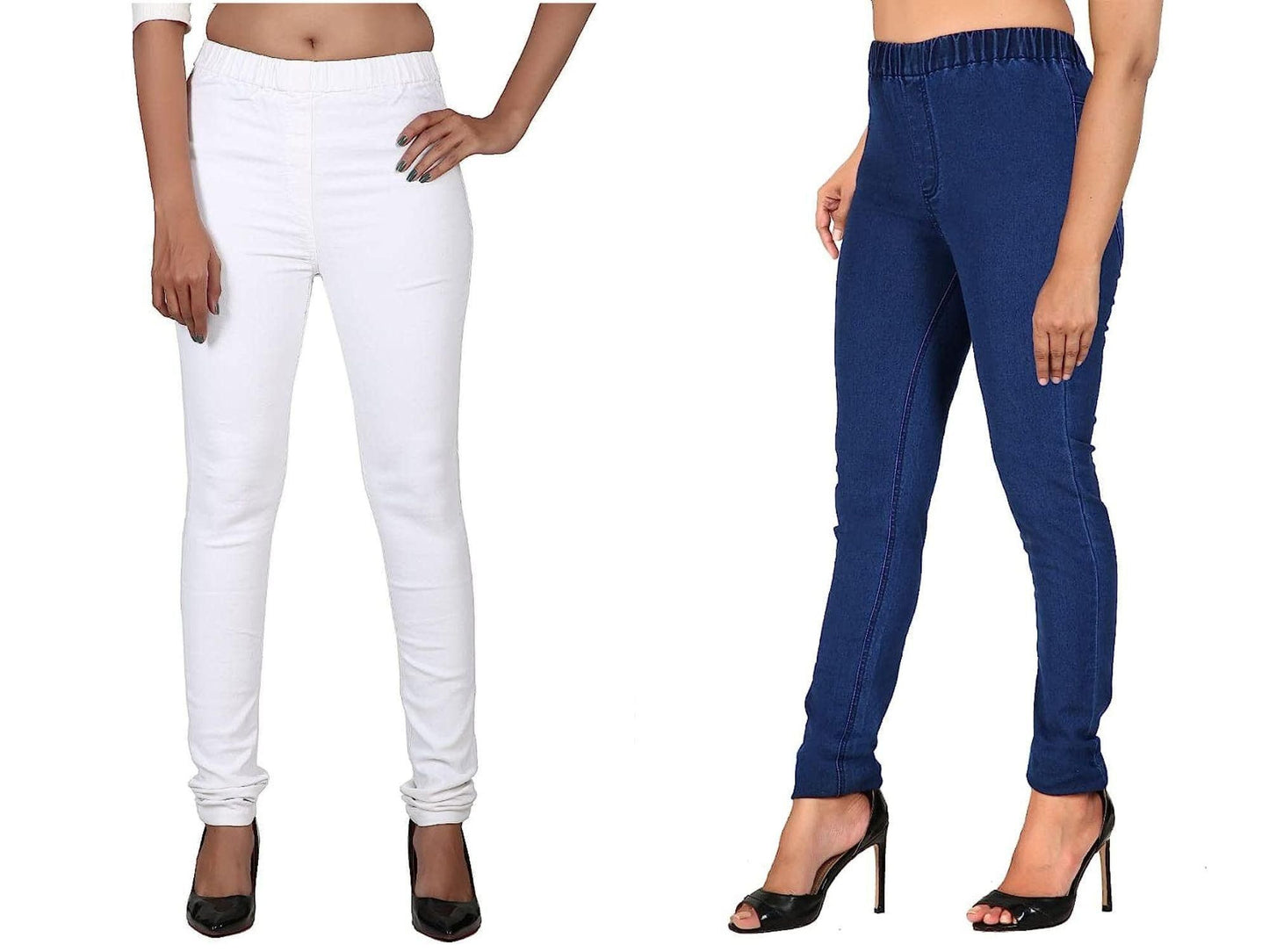 FITWINGS Combo of 2 Women's Slim Fit Denim Lycra Stretchable Jegging