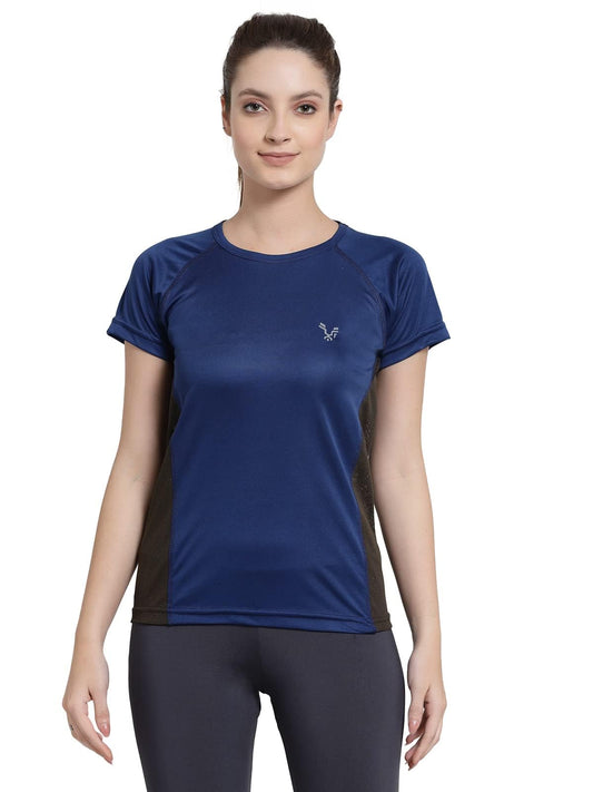 UZARUS Womens Dry Fit Workout Top Sports Gym T-Shirt (XL, Navy)