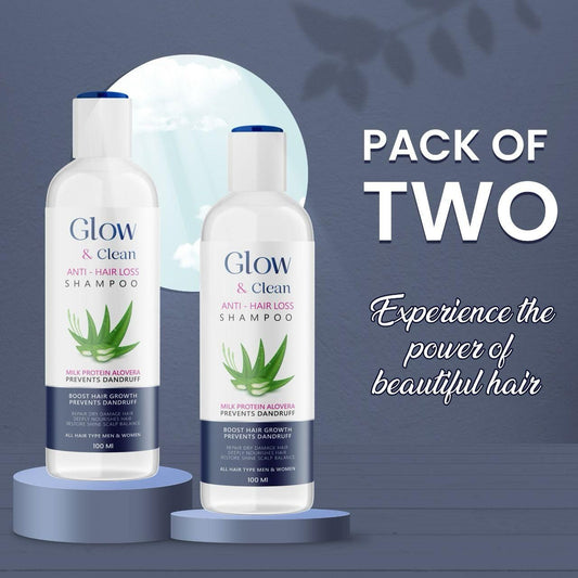 GLOW & Clean Anti-Hair Loss Shampoo 100ml - Infused with 25 Rich Ingredients for Healthy Hair (Pack of 2) - Gymom Wellness Warehouse 