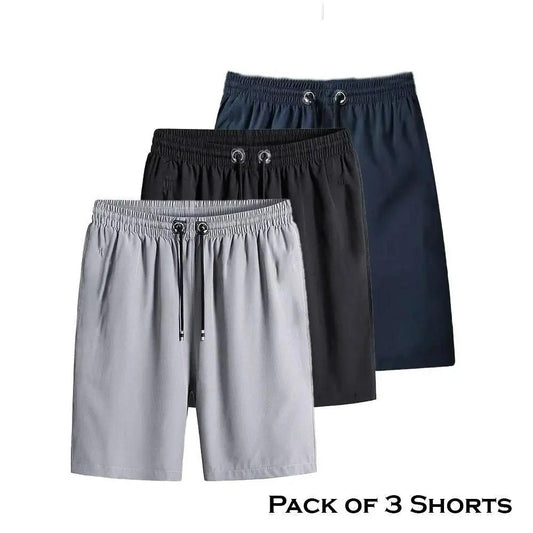 Combo of 3 Men's Stretchable Cotton Shorts - Gymom Wellness Warehouse 