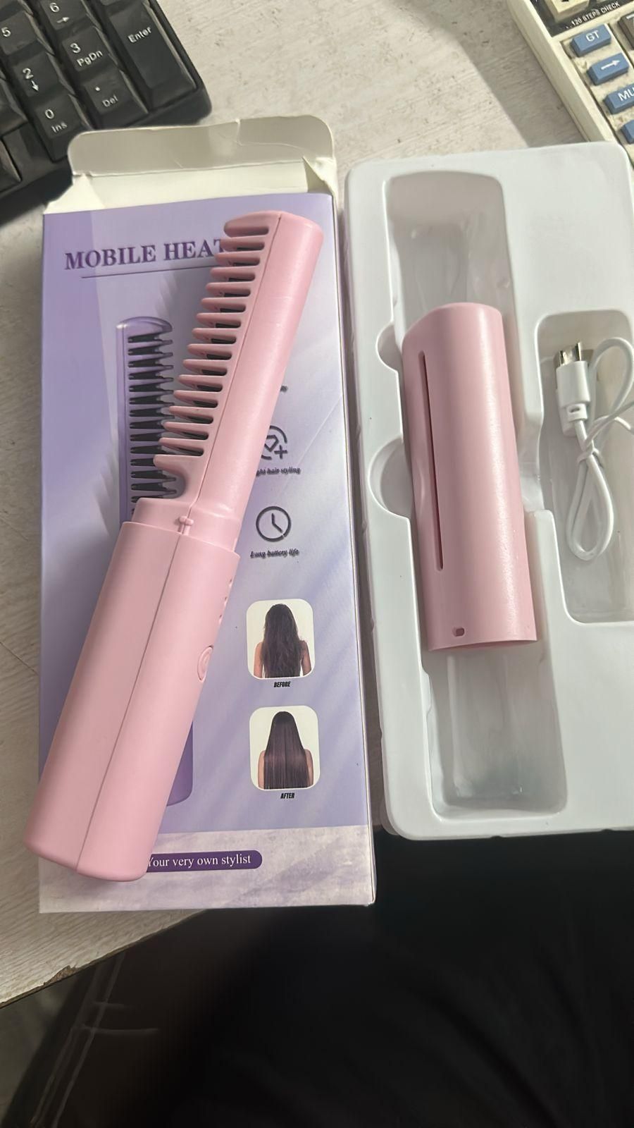 Meneflix Portable Mini Hair Straightener Cordless Rechargeable Mini Adjustable Hair Straightener Hot Comb - Gymom Wellness Warehouse 
